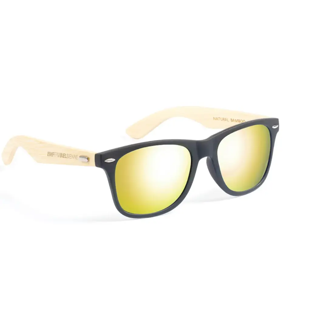 Lunettes de soleil FFM26, branches en bois, verres jaunes 