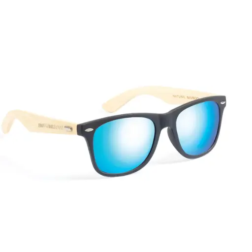 [3722.0007/D001] Sonnebrille mit Holzbügeln und blauen Gläsern EMF26